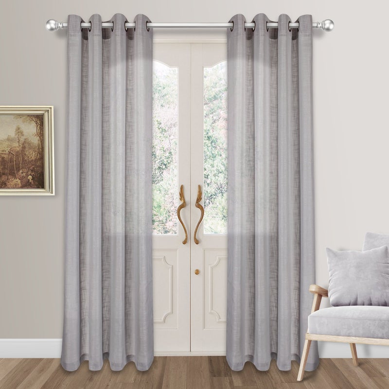 VOILYBIRD Palma Linen Sheer Curtains for Bedroom 84 Inches Long Draperies for Living Room Bronze Grommet (52''W x 84''L, 2 Panels, Grey) - Image 2